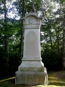 The monument of the 28th Massachusetts was placed in 1885 and is located along Sickles Avenue in the Rose Woods.
