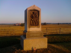 Monument to the 15th Massachusetts on Hancock Avenue near the Copse of Trees, dedicated in 1886